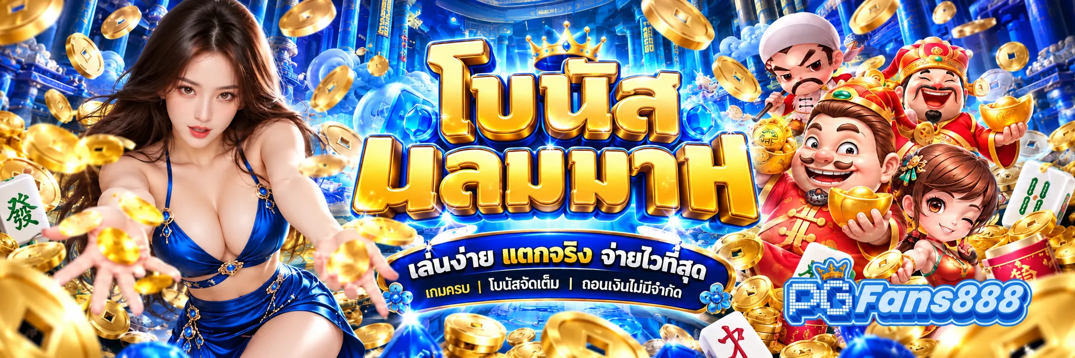 Blue-Gold Casino Fortune Banner