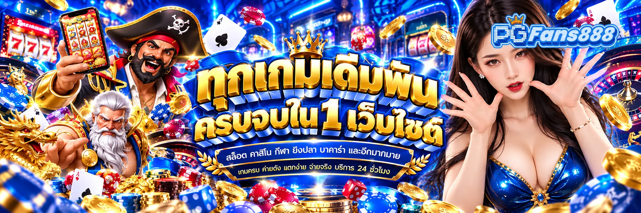 Neon Blue Gold Casino Jackpot